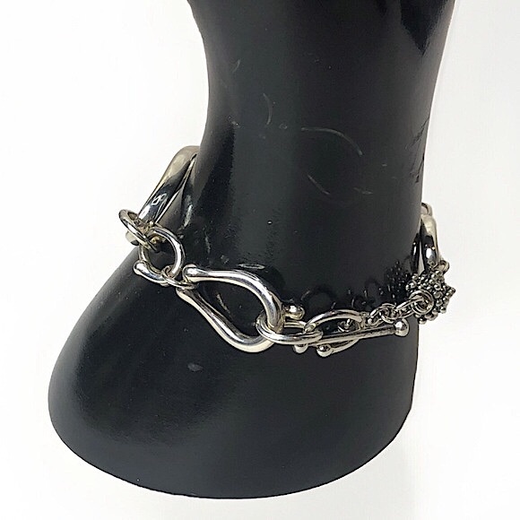 MICHAEL DAWKINS Sterling Silver Caviar Pearl Starry Night Link Toggle Bracelet - Picture 4 of 16